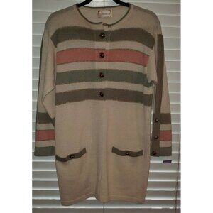 Vintage Liz Sheldon, LTD Sweater Knit Dress Gold Buttons, Metallic Thread M